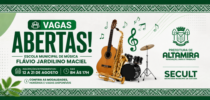 Escola Municipal de Música Flávio Jardilino Maciel abre vagas para novos alunos